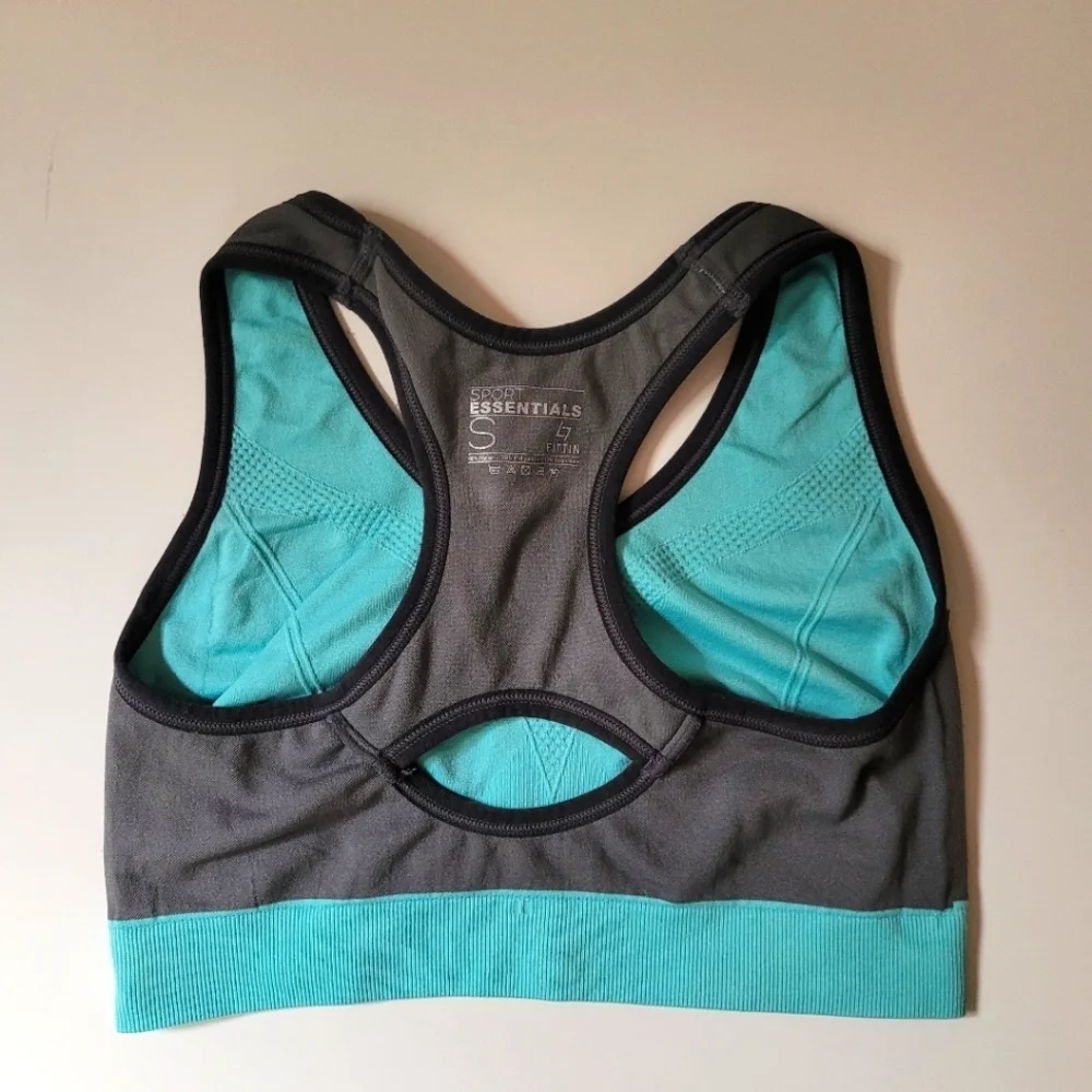 Essentials Blue Sports Bra with Racerback Design - Picture 7 of 11